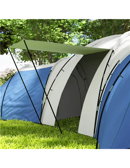 Outsunny 6-9 Man Tent with Bedrooms and Living Room, Accessories Included, Blue