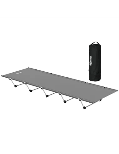 Outsunny Lightweight Camping Bed, Aluminium Portable Camp Cot w/ Strong Support 150kg and Carry Bag for Camping, Dark Grey