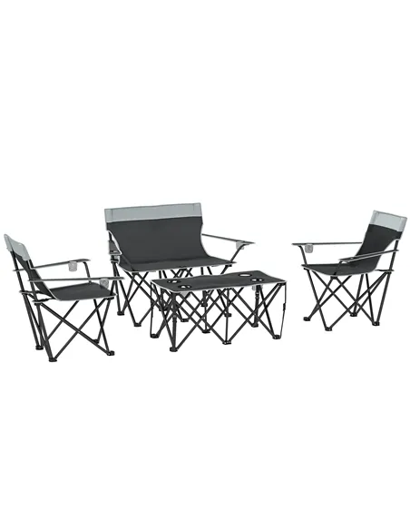 Outsunny Four-Piece Portable Picnic Table Set - Grey