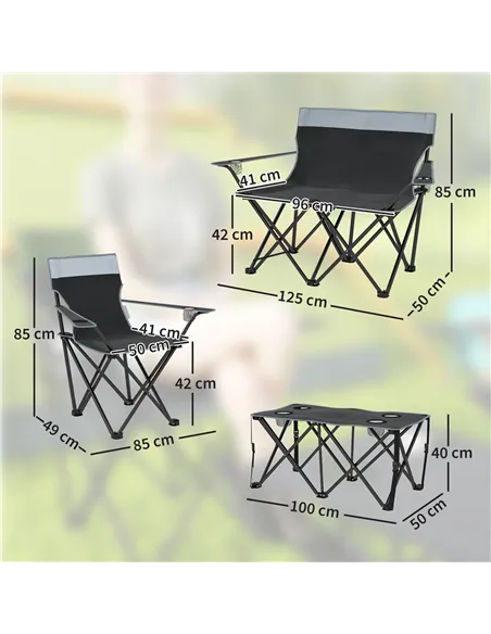 Outsunny Four-Piece Portable Picnic Table Set - Grey
