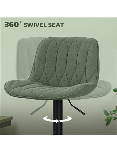 HOMCOM Set of Two Linen-Look Bar Stools - Green