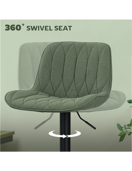 HOMCOM Set of Two Linen-Look Bar Stools - Green