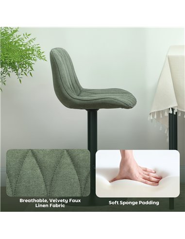 HOMCOM Set of Two Linen-Look Bar Stools - Green