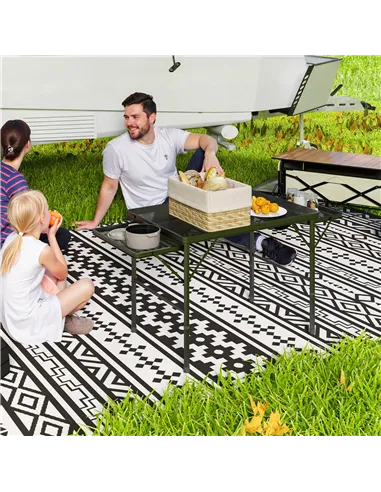 Outsunny Folding Grill Table, 4.5ft Portable Camping Table with 2 Wing Panels, Height Adjustable Metal Picnic Table for Camping,