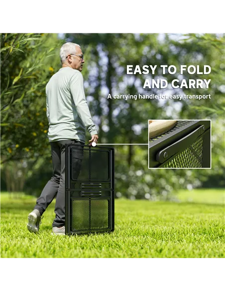 Outsunny Folding Grill Table, 4.5ft Portable Camping Table with 2 Wing Panels, Height Adjustable Metal Picnic Table for Camping,