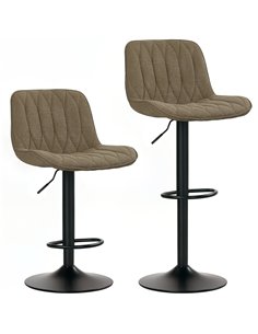 HOMCOM Set of Two Linen-Look Bar Stools - Brown