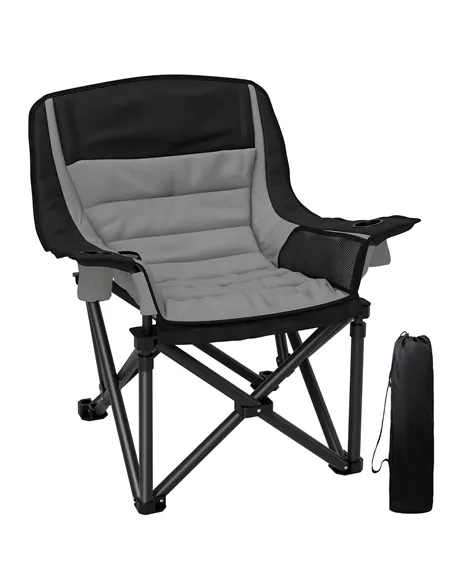 Outsunny Portable Padded Camping Chair, with Bag - Black/Grey