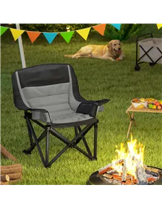 Outsunny Portable Padded Camping Chair, with Bag - Black/Grey 2