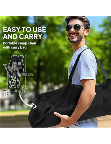 Outsunny Portable Padded Camping Chair, with Bag - Black/Grey