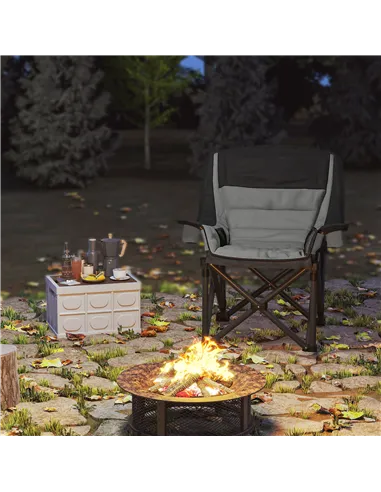 Outsunny Portable Padded Camping Chair, with Bag - Black/Grey