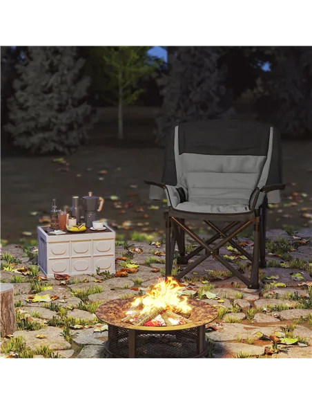 Outsunny Portable Padded Camping Chair, with Bag - Black/Grey