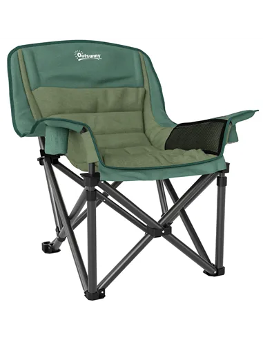 Outsunny Portable Padded Camping Chair, with Bag - Olive Green