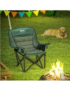Outsunny Portable Padded Camping Chair, with Bag - Olive Green 2