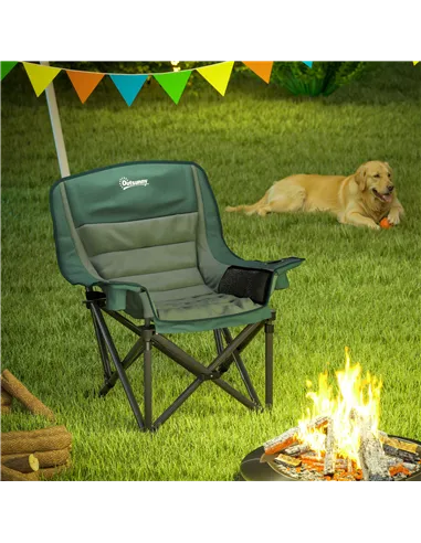 Outsunny Portable Padded Camping Chair, with Bag - Olive Green