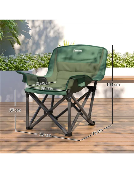 Outsunny Portable Padded Camping Chair, with Bag - Olive Green