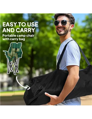 Outsunny Portable Padded Camping Chair, with Bag - Olive Green