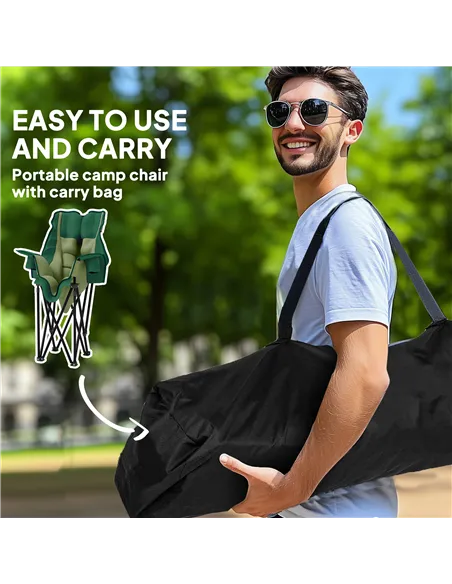 Outsunny Portable Padded Camping Chair, with Bag - Olive Green