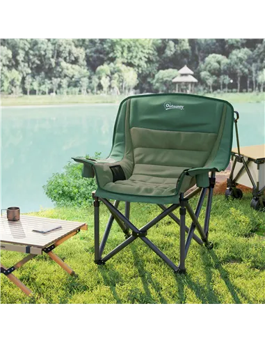 Outsunny Portable Padded Camping Chair, with Bag - Olive Green