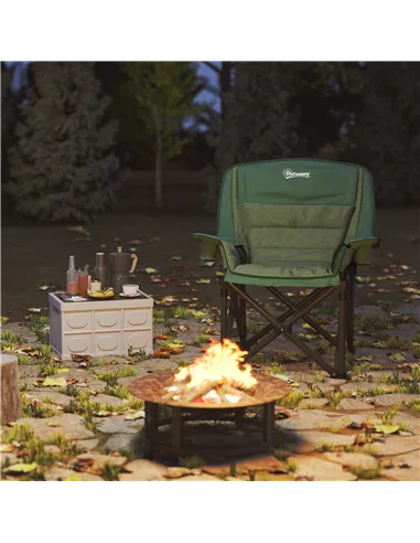 Outsunny Portable Padded Camping Chair, with Bag - Olive Green