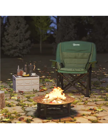 Outsunny Portable Padded Camping Chair, with Bag - Olive Green