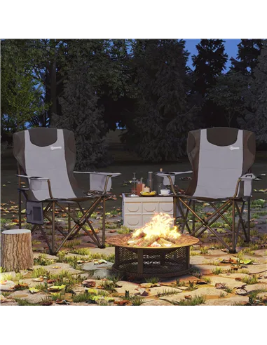 Outsunny Set of 2 Folding Camping Chairs, Padded Camping Chairs with Adjustable Armrests, Portable & Lightweight Folding Camp Ch