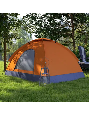 Outsunny 2 Person Camping Tent, Dome Tent with Zipped Doors, Storage Pocket, Portable Handy Bag, Orange