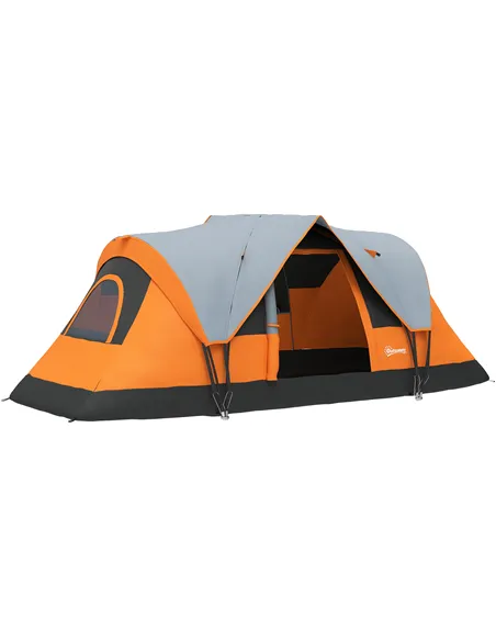Outsunny 5-6 Man Dome Camping Tent - Orange