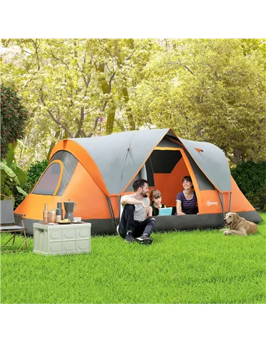 Outsunny 5-6 Man Dome Camping Tent - Orange