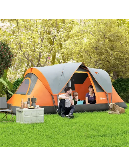 Outsunny 5-6 Man Dome Camping Tent - Orange
