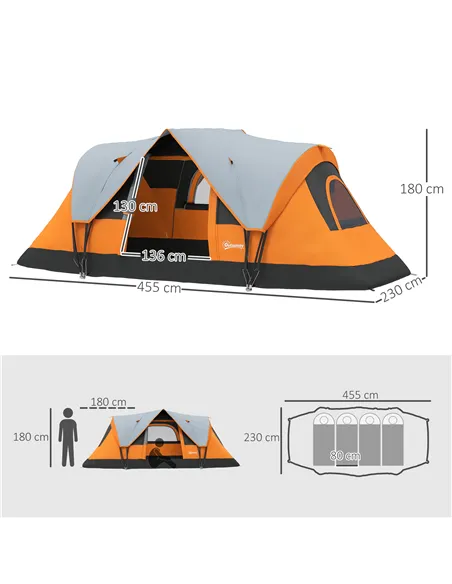 Outsunny 5-6 Man Dome Camping Tent - Orange
