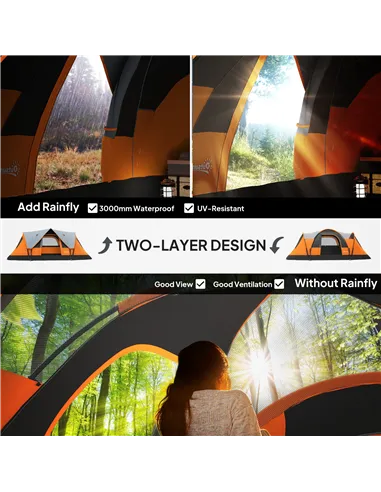 Outsunny 5-6 Man Dome Camping Tent - Orange