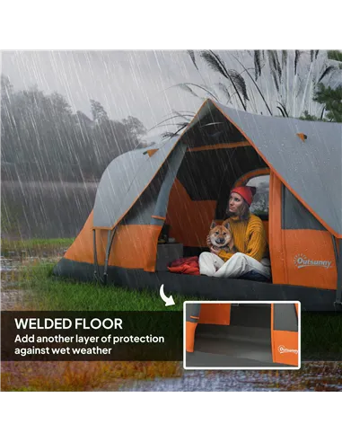 Outsunny 5-6 Man Dome Camping Tent - Orange