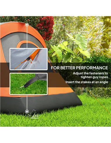 Outsunny 5-6 Man Dome Camping Tent - Orange