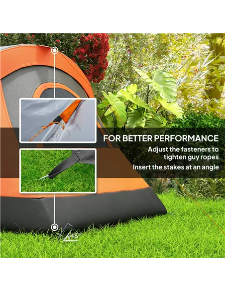 Outsunny 5-6 Man Dome Camping Tent - Orange