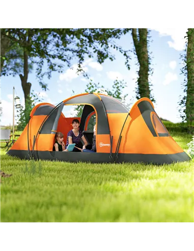 Outsunny 5-6 Man Dome Camping Tent - Orange