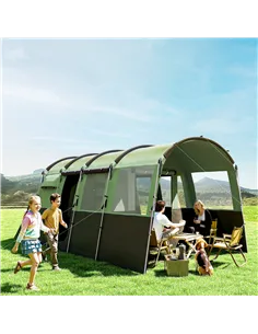 Outsunny 8-Person Camping Tent, Waterproof Family Tent, Tunnel Design, 4 Large Windows, Sleeping Cabins 3000mm Water Column Gree 2