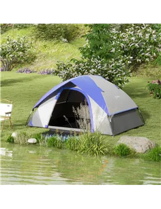 Outsunny Two Man Single Room Dome Tent, with Accessories - Dark Blue/Grey 2