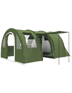Outsunny 5-6 Man Camping Tent with 2 Room, Floor and Carry Bag - Green