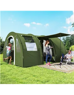 Outsunny 5-6 Man Camping Tent with 2 Room, Floor and Carry Bag - Green 2