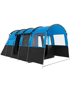 Outsunny 8-Person Camping Tent, Waterproof Family Tent, Tunnel Design, 4 Large Windows, Sleeping Cabins 3000mm Water Column Blue