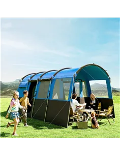 Outsunny 8-Person Camping Tent, Waterproof Family Tent, Tunnel Design, 4 Large Windows, Sleeping Cabins 3000mm Water Column Blue 2