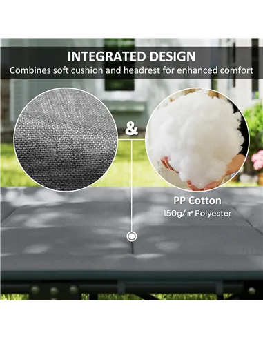 Outsunny Folding Camping Bed for Adults with Cushion, Heavy Duty Portable Travel Camping Cot with Headrest, Side Pocket and Non-