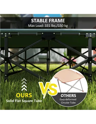 Outsunny Folding Camping Bed for Adults with Cushion, Heavy Duty Portable Travel Camping Cot with Headrest, Side Pocket and Non-