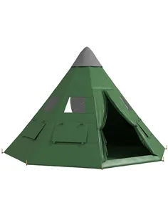 Outsunny 6 Men Tipi Tent with Carry Bag - Green
