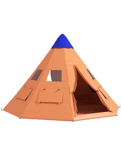 Outsunny 6 Men Tipi Tent with Carry Bag - Orange
