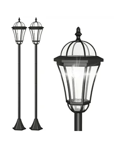 Outsunny 2 PCS 1.3M Garden Solar Lamp Post Lights Solar Powered LED Lantern Patio Pathway Walkway Outdoor Water-Resist Auto Swit