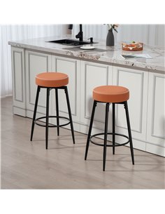 HOMCOM Set of Two Faux Leather Bar Stools - Brown/Black 2