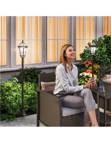 Outsunny 2 PCS 1.3M Garden Solar Lamp Post Lights Solar Powered LED Lantern Patio Pathway Walkway Outdoor Water-Resist Auto Swit