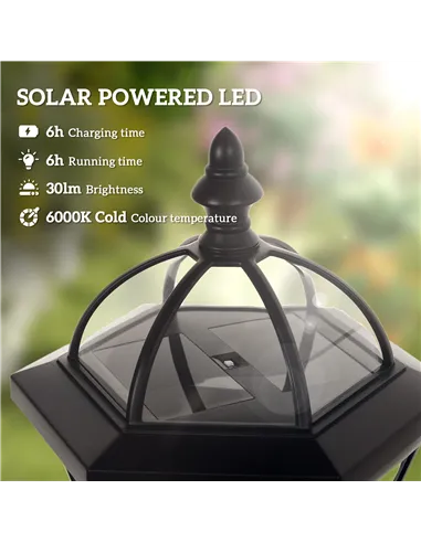 Outsunny 2 PCS 1.3M Garden Solar Lamp Post Lights Solar Powered LED Lantern Patio Pathway Walkway Outdoor Water-Resist Auto Swit