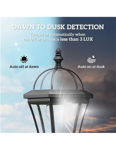 Outsunny 2 PCS 1.3M Garden Solar Lamp Post Lights Solar Powered LED Lantern Patio Pathway Walkway Outdoor Water-Resist Auto Swit